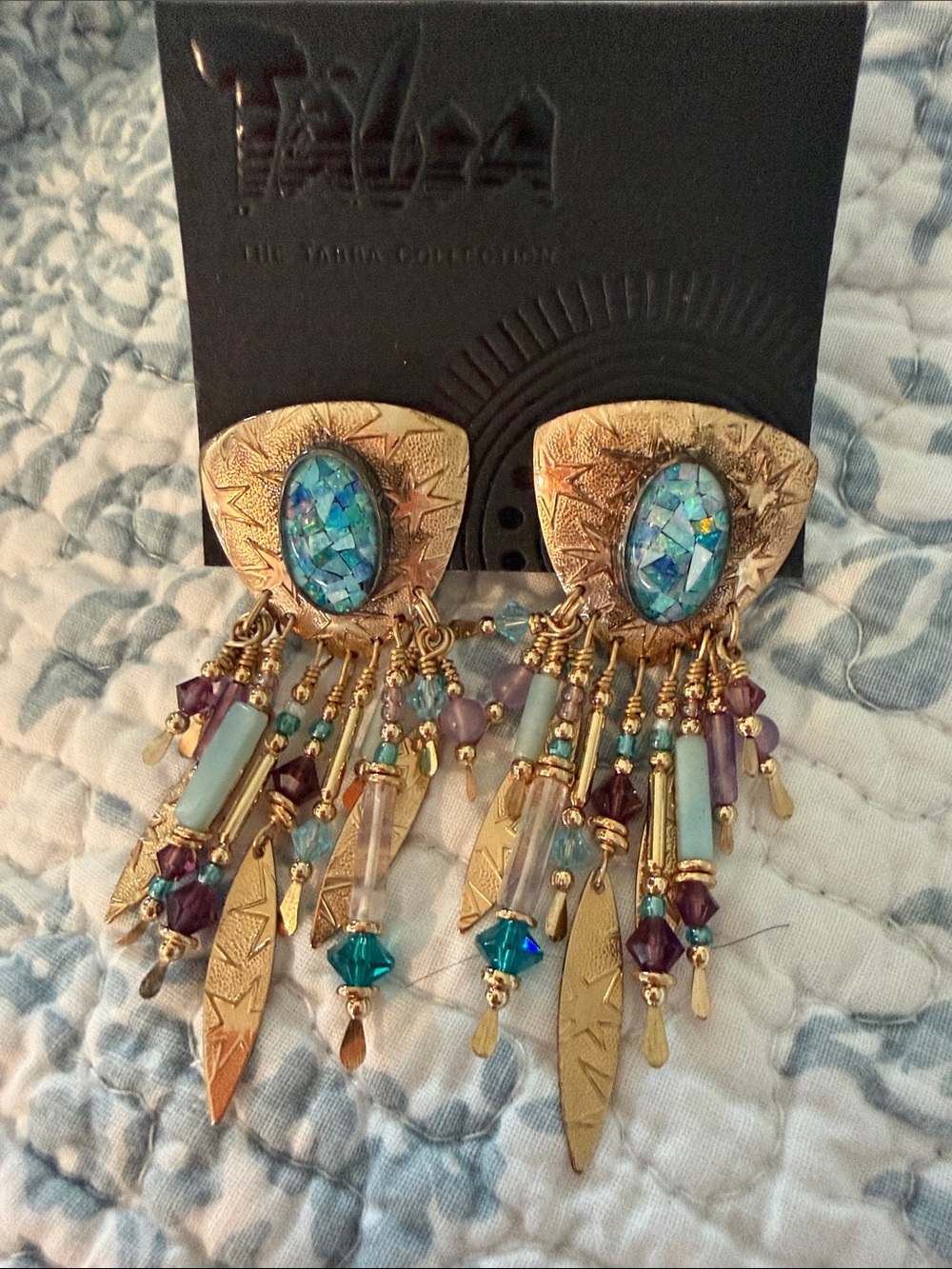 Tabra 14 kt gold-fill,  amethyst, opal and amazonite earrings
